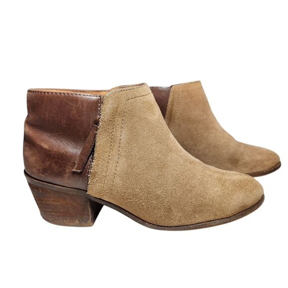 Madewell Cait Cottage Suede Leather Ankle Boots Brown Tan Distressed BOHO 7 - Picture 4 of 15